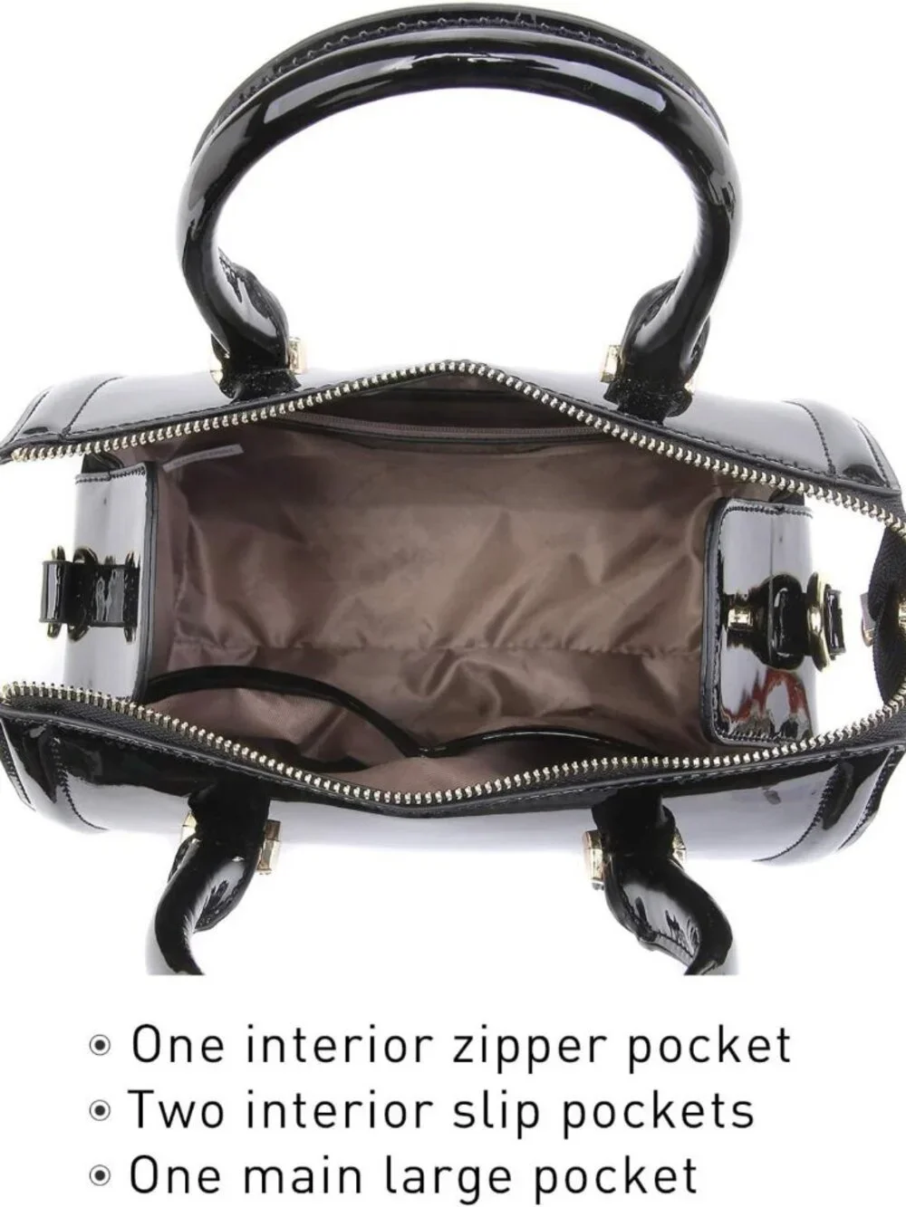 Chic Shiny Patent Faux Leather Barrel Handbag & Shoulder Purse for Women